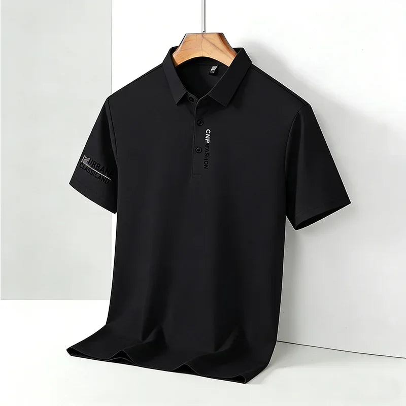 2026 Men's Taupe Short Sleeve Polo Shirt URBANE CLASSIC & FASHION Print Textured Breathable Summer Casual Fashion Tee