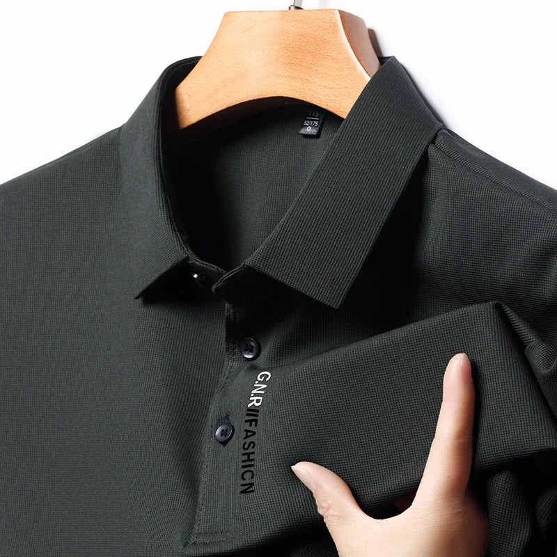 2026 Men's Taupe Short Sleeve Polo Shirt URBANE CLASSIC & FASHION Print Textured Breathable Summer Casual Fashion Tee