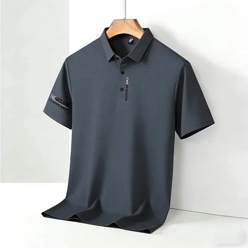 2026 Men's Taupe Short Sleeve Polo Shirt URBANE CLASSIC & FASHION Print Textured Breathable Summer Casual Fashion Tee