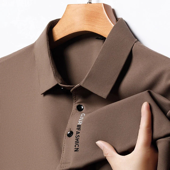 2026 Men's Taupe Short Sleeve Polo Shirt URBANE CLASSIC & FASHION Print Textured Breathable Summer Casual Fashion Tee