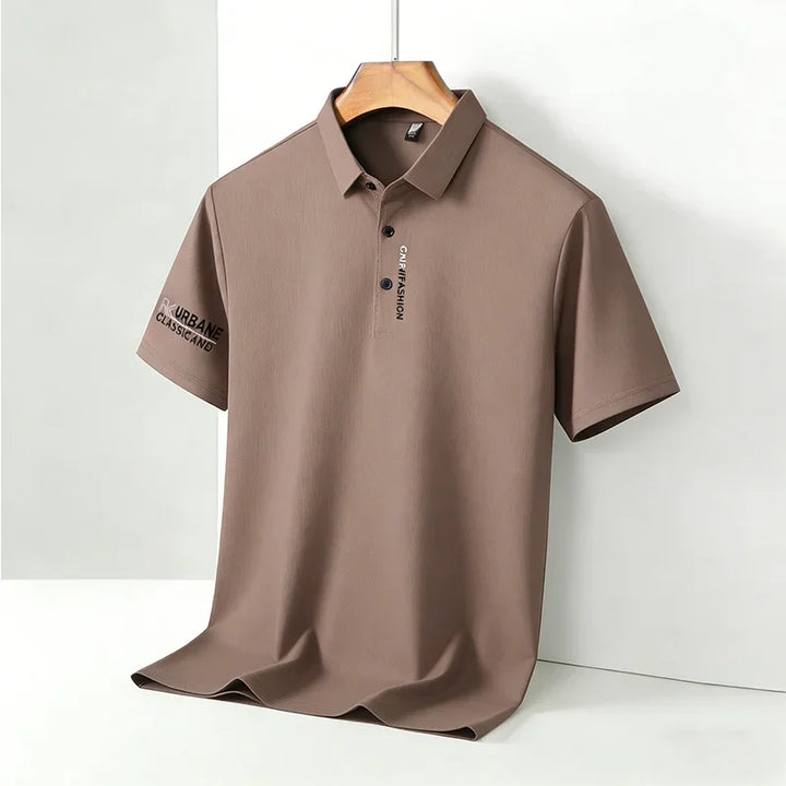 2026 Men's Taupe Short Sleeve Polo Shirt URBANE CLASSIC & FASHION Print Textured Breathable Summer Casual Fashion Tee