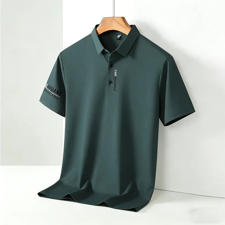 2026 Men's Taupe Short Sleeve Polo Shirt URBANE CLASSIC & FASHION Print Textured Breathable Summer Casual Fashion Tee