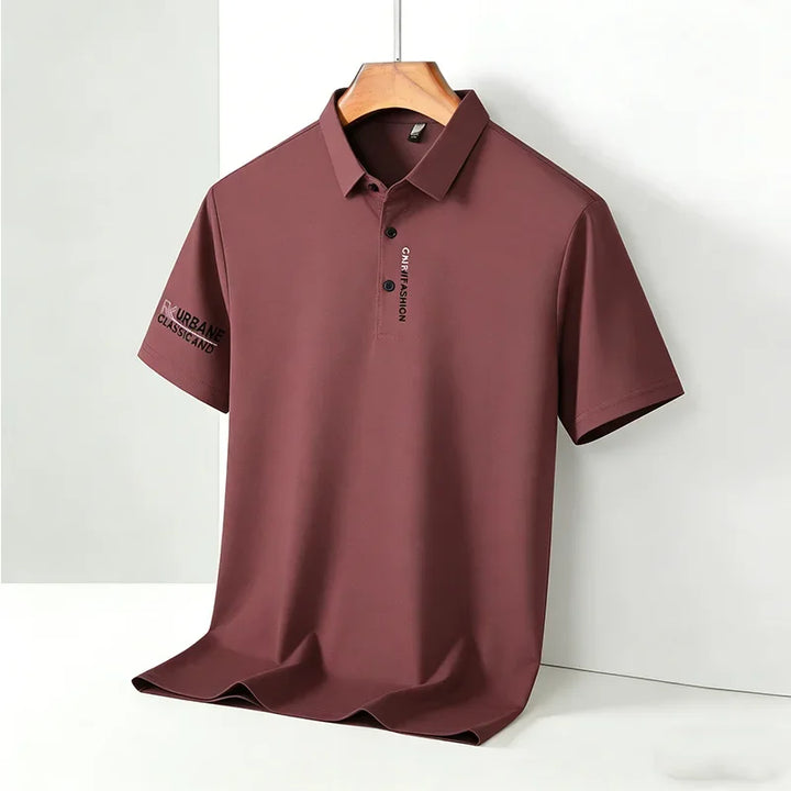 2026 Men's Taupe Short Sleeve Polo Shirt URBANE CLASSIC & FASHION Print Textured Breathable Summer Casual Fashion Tee