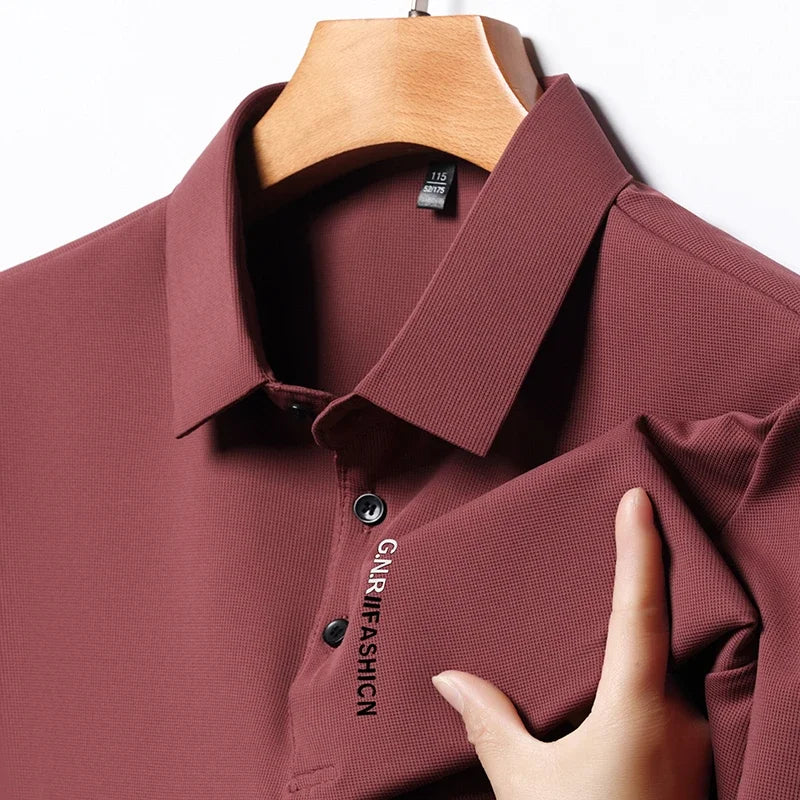 2026 Men's Taupe Short Sleeve Polo Shirt URBANE CLASSIC & FASHION Print Textured Breathable Summer Casual Fashion Tee